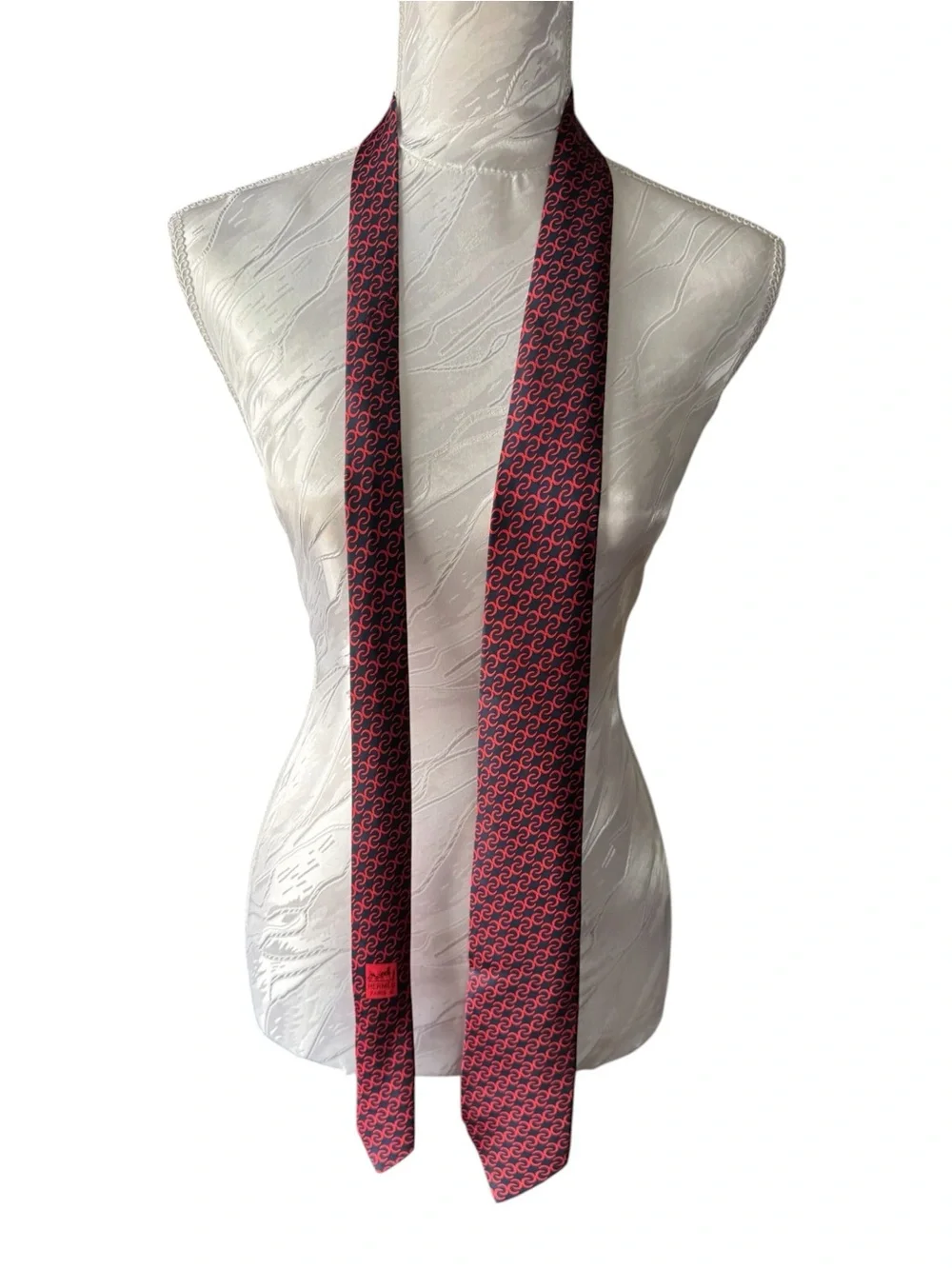 Hermes Red and Blue Geometric Silk Tie
